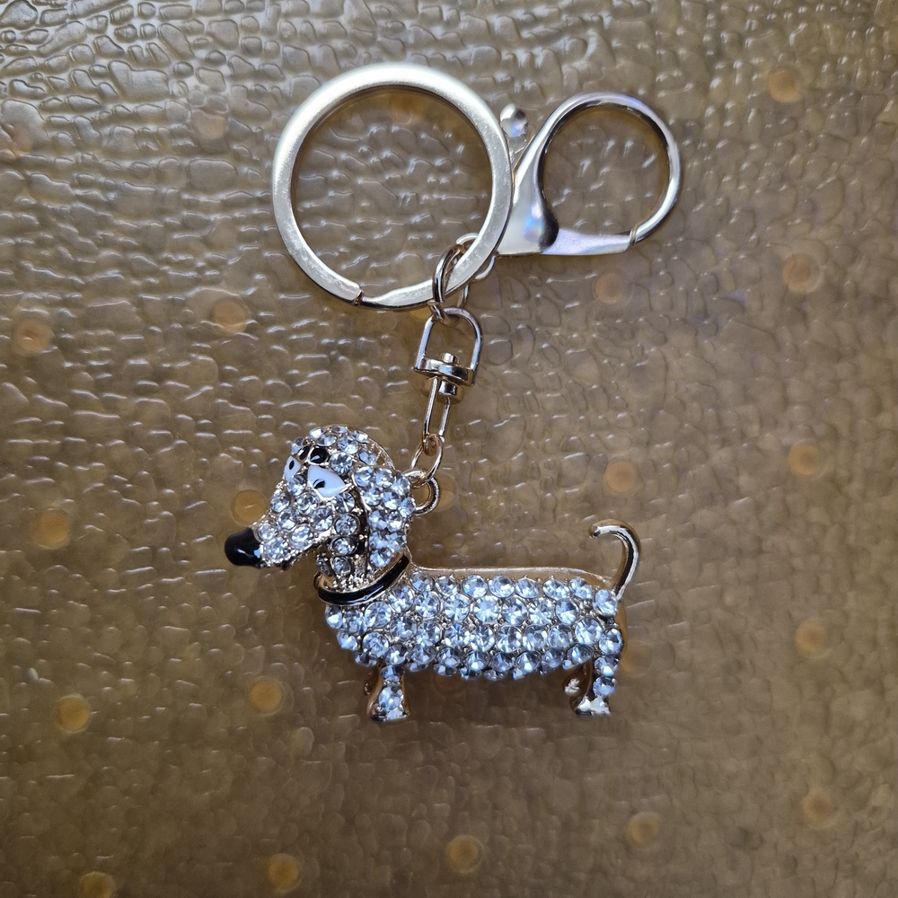 Sparkling Silver Dachshund Keychain